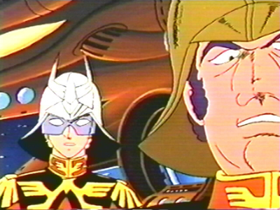 Char and a Zeon commander on the Musai's bridge